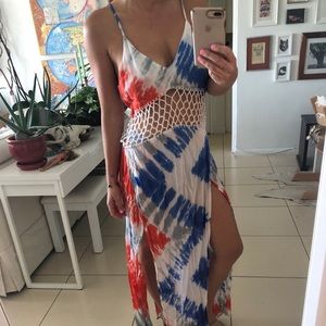 Indah Ulima Maxi dress red white blue crochet
